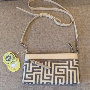Spartina 449 De Renne East West Hipster Cream and Gray Crossbody Bag